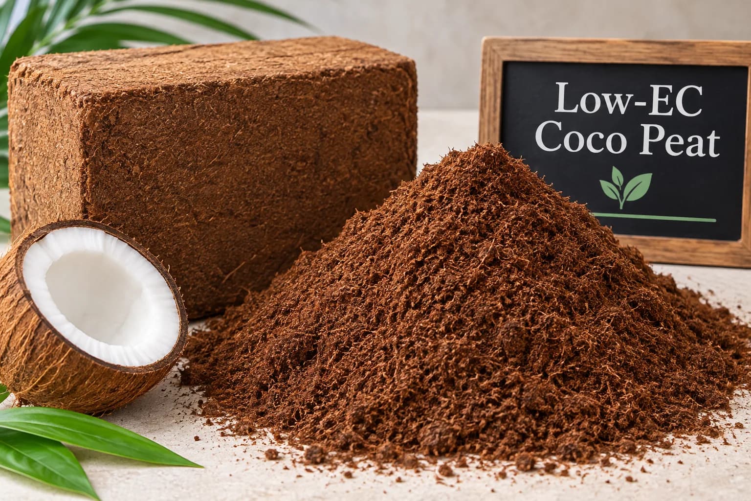 Low EC Coco Peat for export from India